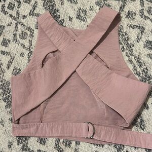 High Neck Crossover Strap Crop Top